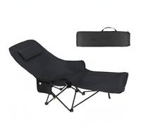 kowaku Sedia Pieghevole da Esterno Poltrona da Campeggio Lettino Reclinabile Chaise Pieghevole con Schienale Regolabile E Supporto Gambe Removibile Struttura, Nero
