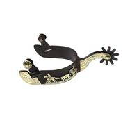 kowaku Speroni da Cowboy Incisione a Mano Sperone Vintage Bronzato Resistente e Durevole Speroni da Stivale per Uomini, Equitazione , Marrone Con Intarsi In Ottone Giallo