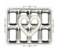 kowaku Spuntini in Acciaio Inox con 8 Scomparti Salvaspazio Scatola snack con Coperchio e Maniglia Igienico per Frigorifero