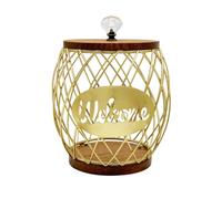 kowaku Supporto Porta Ananas Cestino Cesta Decorativa Contenitore Organizer con Profilo Silhouette E Bordo Superiore in Legno Visibilità Aperta, Oro, Ananas W + Coperchio In Cristallo