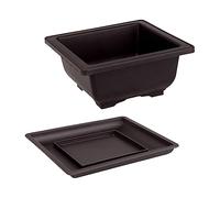 kowaku Vasi da addestramento con Vassoio Esterno Contenitore per Piante Vintage Vaso per Piante Bonsai Vasi da Fiori Portatili per Giardino da Salotto da, Quadrato Basso L