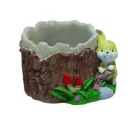 kowaku Vaso per Fiori, Vaso per Fiori, Cartone Animato, Ceppo d'albero, Contenitore, Divertente, Animale, Coniglio, per Fiori, casa, scrivania, Ufficio, Giallo