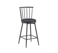 kowdom Sgabello da bar da 66 cm, imbottito, in metallo, stile Windsor, imbottito, non girevole, in poliuretano nero, portata 150 kg, per isola della cucina, bancone, ristorante