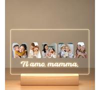 KoxSmar Regalo Compleanno Personalizzato per Mamma, Cornice Personalizzata con Foto, Placca Acrilica Personalizzata con Luce Notturna, Regalo Personalizzato per la Festa della Mamma