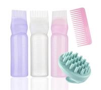 Koxtyzo 3 Pezzi Applicatore Olio Capelli, 6oz Distributore Olio Capelli con Scala, Flacone Applicatore di Oli, per Hair Oiling Colorazione dei Capelli (Rosa, Bianco, Viola)