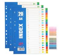 Koxtyzo 3 Pezzi Divisori Raccoglitori Ad Anelli A4 Numerati A-Z, Separatori Raccoglitore Ad Anelli A4 con 11 Fori, per l'home Office Scuola