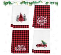 Koxtyzo 4 Pezzi di Strofinacci Natalizi, Riutilizzabili Asciugamani Natalizi 45 x 65 cm, Canovacci Natalizi Cucina in Microfibra, per Decorazioni Natalizie, Decorazioni per Tavola, Rosso