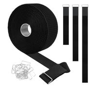 Koxtyzo 5cm x 5m Fascette Fermacavi Riutilizzabili con 25 Fibbie, Fascette a Strappo, Cinghie Fermacavi per Cable Management, Organizzatore Cavi per Casa, Ufficio e Giardino(Nero)