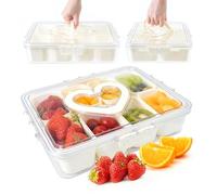 Koxtyzo Contenitore per Snack con 8 Scomparti, Snack Box con Coperchio e Maniglia, Contenitore Portatile per Alimenti Caramelle, Biscotti, Frutta, Noci, Spezie, Perfetto per Casa, Feste e Picnic