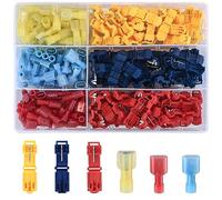 KOXXIAMOQ 180 Pezzi di Terminali per Cavi, Connettori a T, Set di Connettori Elettrici T-tap, Connessioni Rapide tipo T, Ruba corrente con Spina Piana, Morsetti per Cavi Elettrici Isolati