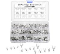 KOXXIAMOQ 250 pezzi Set di terminali per cavi, Set di terminali a tubo, terminali a forcella piatti, connettori a pressione, morsetti in rame, 0,5-1,5mm², 1,5-2,5mm², 2,5-4mm², 4-6mm² (U)