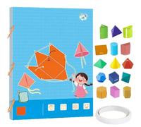 Koyoata Pull String 3D Geometry Learning Book, 3D Geometry Learning Book, with 9/12/15 Solids, Safe Braided Rope Design, Enhance Geometric Understanding (COLOR-15)