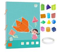 Koyoata Pull String 3D Geometry Learning Book, 3D Geometry Learning Book, with 9/12/15 Solids, Safe Braided Rope Design, Enhance Geometric Understanding (COLOR-12)