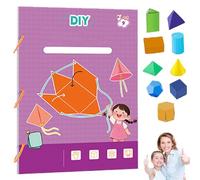 Koyoata Pull String 3D Geometry Learning Book, DIY 3D Geometry Play Learning with Braided Rope Design Teach Volume & Surface Area Formulas with 9/12/15 Solids for Kids Ages 5-8,8-12(Purple)