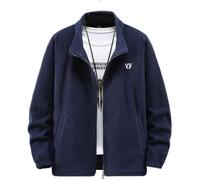 Koyojpoe Cardigan Oversize Da Uomo Foderato In Pile 400 Jin Giacca In Pile Primavera/autunno Con Colletto Rialzato E Parte Superiore Dalla Vestibilità Extra Large.,Blu Navy,8XL