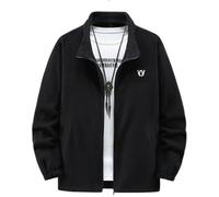 Koyojpoe Cardigan Oversize Da Uomo Foderato In Pile 400 Jin Giacca In Pile Primavera/autunno Con Colletto Rialzato E Parte Superiore Dalla Vestibilità Extra Large.,Nero,8XL