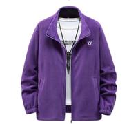 Koyojpoe Cardigan Oversize Da Uomo Foderato In Pile 400 Jin Giacca In Pile Primavera/autunno Con Colletto Rialzato E Parte Superiore Dalla Vestibilità Extra Large.,Viola,9XL