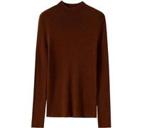 Koyojpoe Maglione da Donna in Pura Lana A Collo Alto E Filato Fine, Spesso, Aderente, Caldo E Perfetto da Indossare A Strati.,caffè Medio (Mezzo Dolcevita),L（60-67,5 kg）