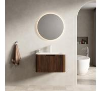 kozamas Armadietto da bagno 60/80 cm con illuminazione a LED, ampio lavabo in pietra sinterizzata set di mobili da bagno (premontato)