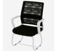 kozamas Comoda sedia da ufficio con schienale a griglia, sedia da visitatore con braccioli, sedia in policarbonato ventilata come cantilever per casa, ufficio, soggiorno, grigio con telaio in metallo