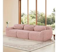 kozamas Divano basso modulare a 3 posti, senza montaggio, fondo antiscivolo, rosa, Boneless Cloud Couch, tessuto di peluche premium per soggiorno