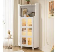 kozamas Mobile angolare a LED, 63,5 x 124 cm, con controllo tramite app, in MDF laccato, con illuminazione, libreria e stoccaggio per soggiorno, bagno, camera da letto