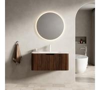 kozamas Mobile bagno 80 cm | Mobile sottolavabo con illuminazione a LED e ciotola sinterizzata, set di mobili da bagno (premontato)