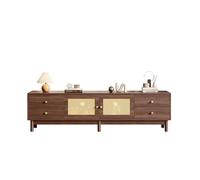 kozamas Mobile TV in legno scuro con 4 cassetti, 180 cm, con cerniere idrauliche e gestione dei cavi, per TV fino a 80 pollici, stile rustico