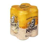 Kozel Birra Premium Lager, Multipack con 4 Birre in Lattina da 50 cl, 2 L, Pale Lager dal Gusto Pieno e Sorprendentemente Ricco, Gradazione Alcolica 4.6% Vol