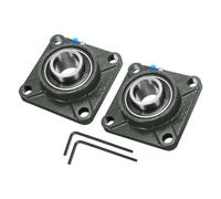 Kozelo 2pz UCF207 Cuscinetti a Blocchetto Cuscino con Foro 35mm Autoallineanti, Cuscinetti Acciaio Cromato Montati Flangia Quadrata con Base Ghisa Solida