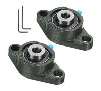 Kozelo 2pz UCFL201 Cuscinetti a Blocchetto Cuscino con Foro 12mm Autoallineanti, Base in Ghisa Massiccia con Cuscinetti in Acciaio al Cromo