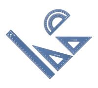 Kozelo Set Geometria - 4Pz [Righello 20 Cm] Lega Alluminio Incisione Laser Misurazioni Precise Colore Blu Scuro Uso Ufficio e Classe, Goniometro 180 Gradi, Triangolo 7 Cm Triangolo 8 Cm