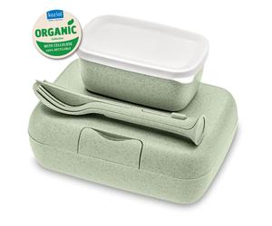 KOZIOL Contenitore Porta Pranzo con Posate Candy Ready 19x14cm Verde Organic