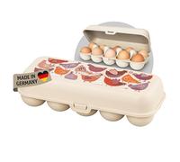 Koziol EGGS TO GO - Contenitore per 10 uova, con chiusura a clip, per frigorifero, in plastica (10 uova, mandorla)