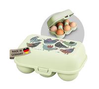 Koziol EGGS TO GO Eierbox per 6 uova, contenitore di conservazione con chiusura a clip, porta uova per frigorifero, cartone per uova in plastica, contenitore per uova, porta uova (6 uova, pistacchio)