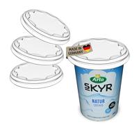 Koziol FRESH - Set di 3 coperchi riutilizzabili per bicchieri di yogurt (500 ml) | Riutilizzabili, a prova di perdite e lavabili in lavastoviglie (cristallo trasparente)