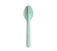 Koziol KLIKK - Set di posate da 3 pezzi, cucchiaio, forchetta, coltello, da viaggio, a incastro, leggero, in plastica biocircolare, lavabile in lavastoviglie | Lunch to Go, viaggio, picnic (verde