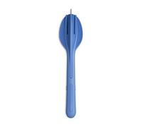 Koziol KLIKK - Set di posate da 3 pezzi, cucchiaio, forchetta, coltello, da viaggio, a incastro, leggero, in plastica biocircolare, lavabile in lavastoviglie | Lunch to Go, viaggio, picnic (blu strong