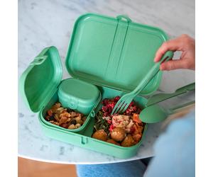 Koziol pascal set pronto per il pranzo con posate 4 pezzi verde foglia natura