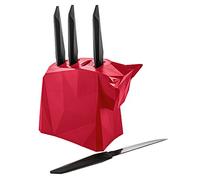 Koziol Porta coltelli con coltelli da Bistecca Pablo, Plastica, Himbeer mit Schwarz, 96x175x253 cm