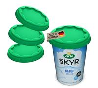 Koziol Set di 3 coperchi riutilizzabili per bicchieri da yogurt da 500 ml, a prova di perdite, lavabili in lavastoviglie, colore verde