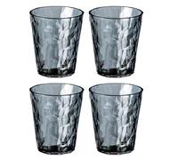koziol Superglas Club No. 1, 4 pezzi, 250 ml, bicchieri per acqua in plastica trasparente, lussuosi, infrangibili, riutilizzabili, feste, campeggio, set da 4 pezzi (grigio trasparente)
