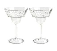 Koziol Superglas Club No. 16, set 2 bicchieri da Margarita 250 ml, plastica trasparente effetto diamante, eleganti, infrangibili, riutilizzabili, per feste, terrazza, giardino, campeggio