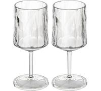 Koziol Superglas Club No. 21, 2 pezzi, 250 ml, calice da vino con stelo in plastica trasparente effetto diamante, elegante, infrangibile, riutilizzabile, party, campeggio, set da 2