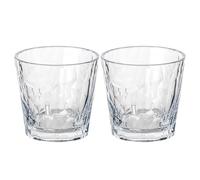 Koziol Superglas Club No. 22, set 2 pezzi, 250 ml, tumbler da vino in plastica trasparente effetto diamante, elegante, infrangibile, riutilizzabile, party, campeggio