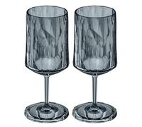 koziol Superglas Club No. 4, 2 pezzi, 300 ml, bicchieri da vino e aperitivo con manico in plastica trasparente, lussuosi, infrangibili, riutilizzabili, feste, campeggio, set da 2 (grigio trasparente)