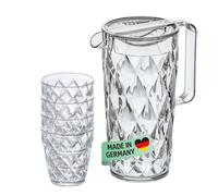 Set caraffa Koziol Crystal con coperchio e 4 tazze 1,6 litri