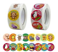 KOZOY 1000 pezzi Adesivi motivazionali per bambini, 25mm Adesivi Premio per Bambini, Insegnanti Adesivi Premio, 16 Sticker Adesivi Ricompensa Animali, per insegnanti e genitori