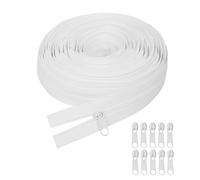 KOZOY Chiusura lampo infinita con cerniera, chiusura lampo infinita con cerniera, in metallo, lunghezza 10 m, larghezza 3 cm, nylon bianco, chiusura lampo con 10 cerniere lampo, al metro