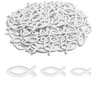 KOZOY Decorazione per comunione con pesci in legno, 108 pezzi, decorazione da tavolo, battesimo, comunione, 3 misure, pesci in legno, decorazione da tavolo per ragazzi e ragazze, battesimo